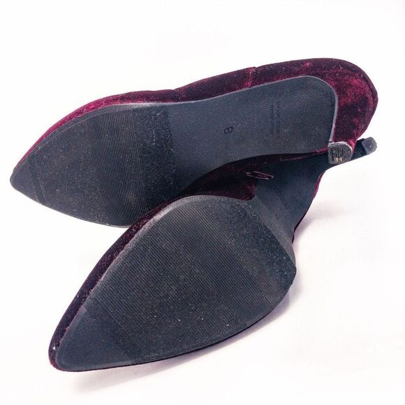 Old Navy Burgundy Wine Red Velvet Ankle Boots Sz 8 - Picture 5 of 9